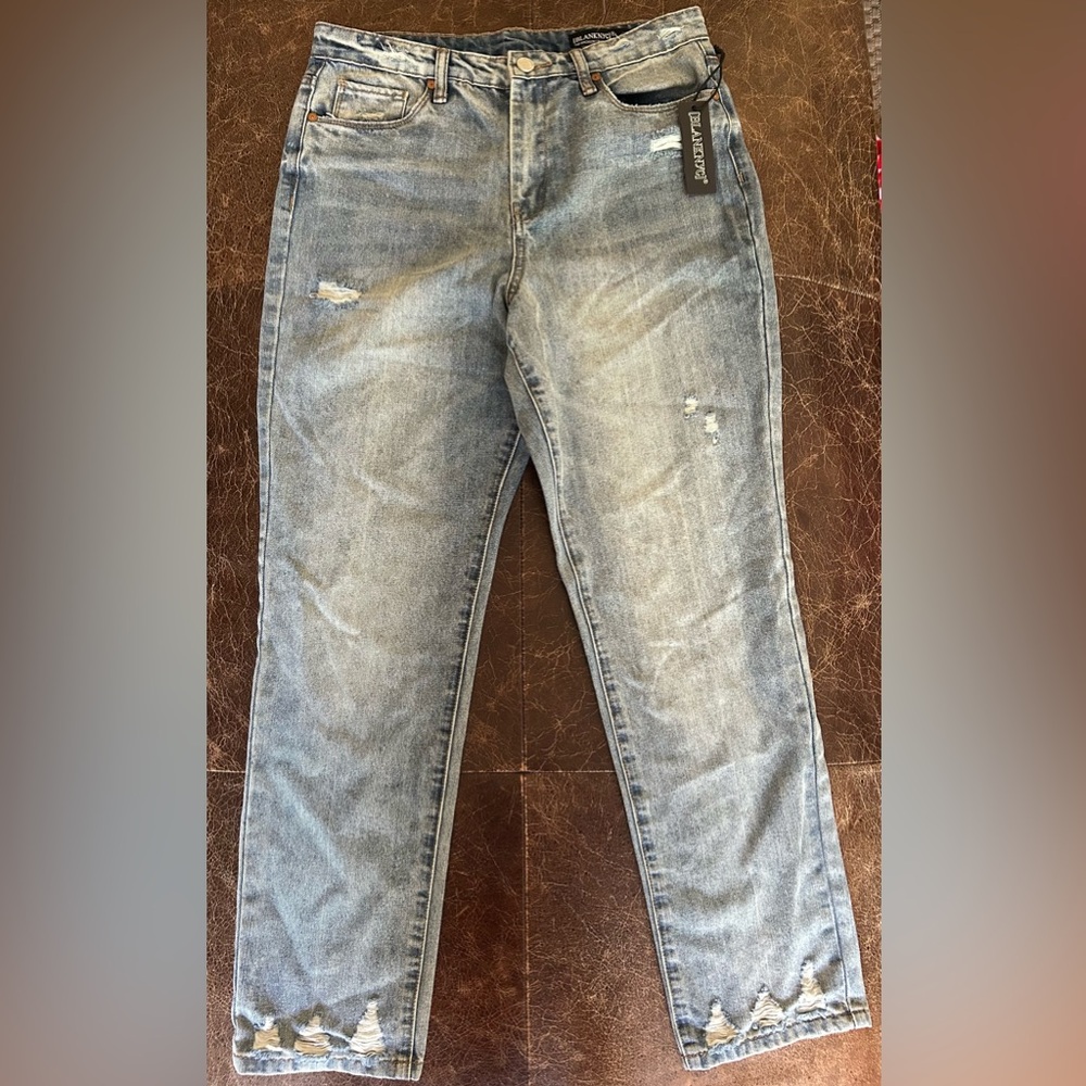 BLANKNYC Distressed High-Rise Madison Crop Jeans